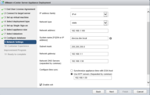 vCSA 6 configurações de rede