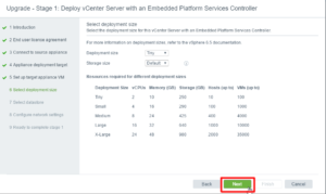 vCSA 6.5 Deployment Size