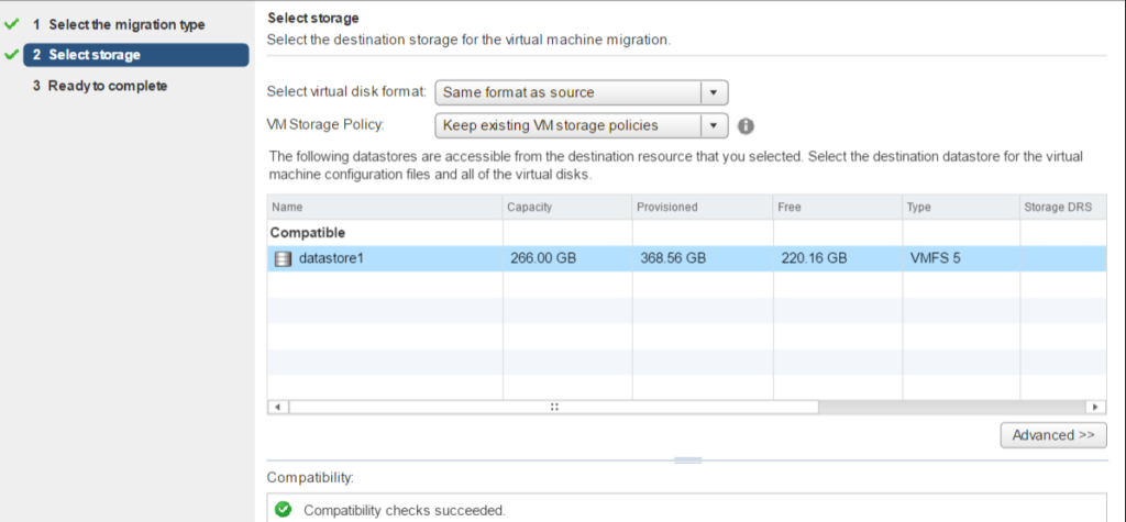 Migration Destination Storage