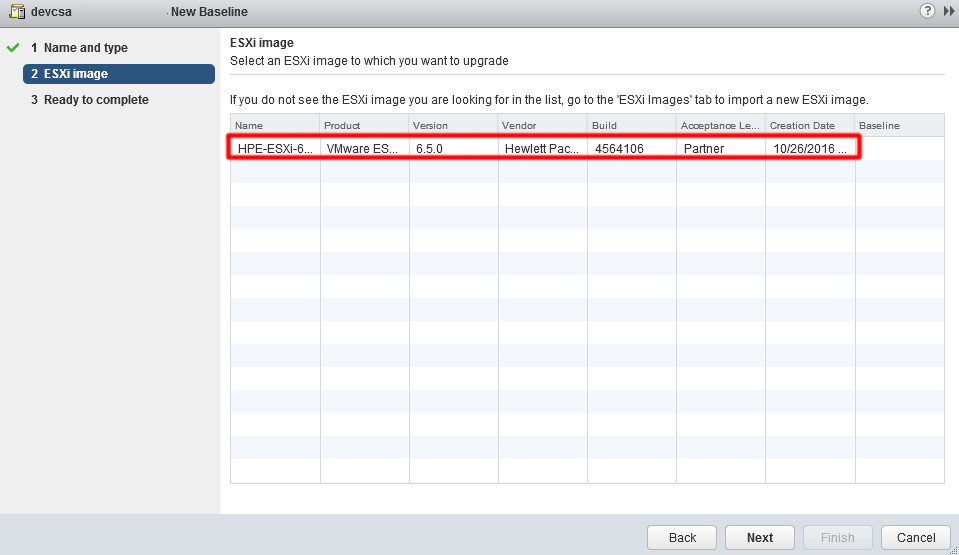 Baseline ESXi Image