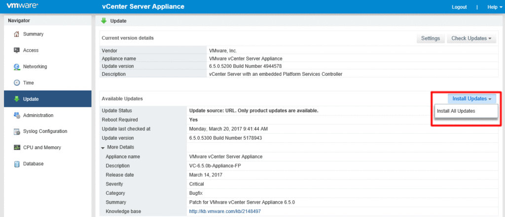 VCSA Install Update