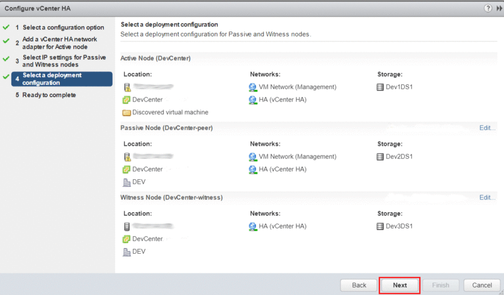 vCenter HA Deployment