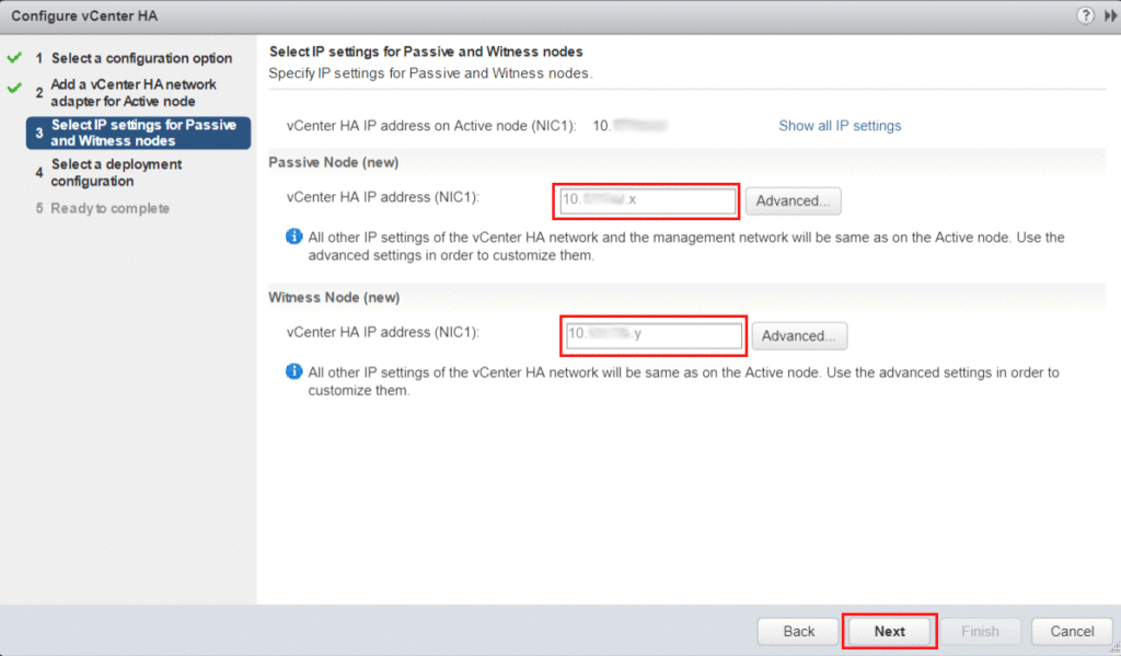 vCenter HA Passive Node