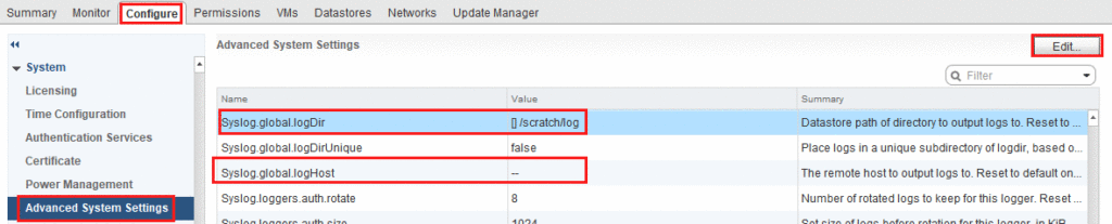 ESXi Web Client Syslog