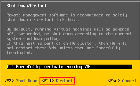 Restart ESXi