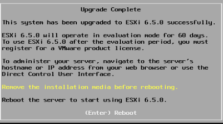 ESXi Upgrade Complete