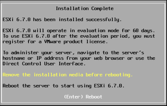 ESXi 6.7 Reboot
