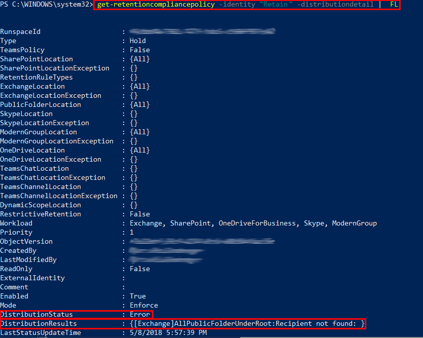 Security and Compliance Powershell Error