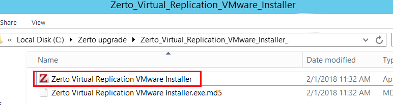 Zerto Upgrade Installer