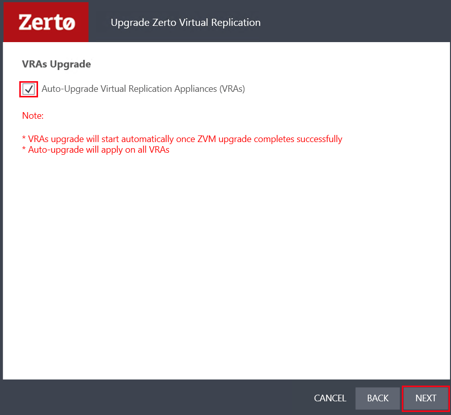 Zerto Upgrade Question