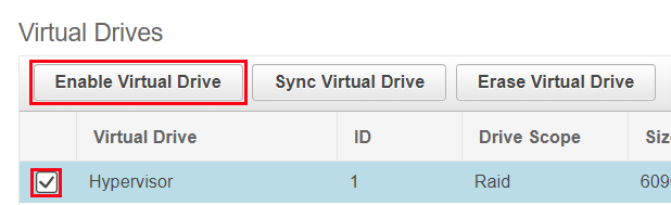 Cisco Virtual Drive Enable