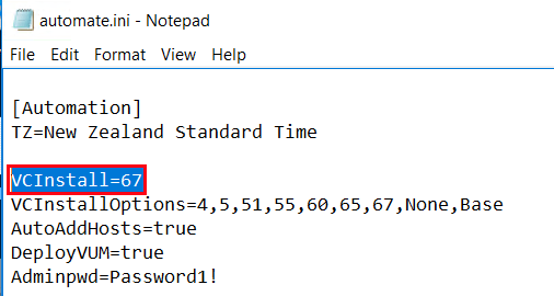 Automate VCInstall=67