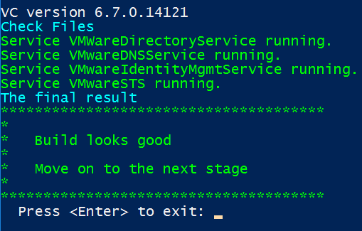 vCenter Build Successful