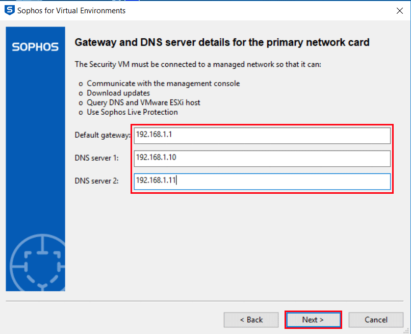 Sophos VE DNS