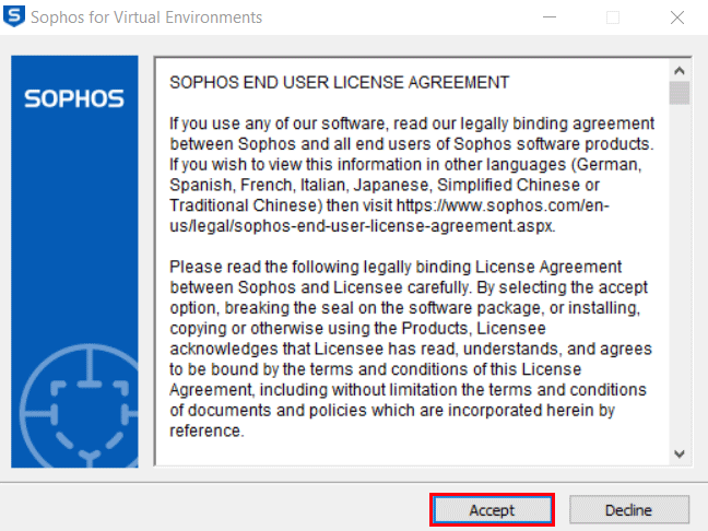 Sophos VE EULA