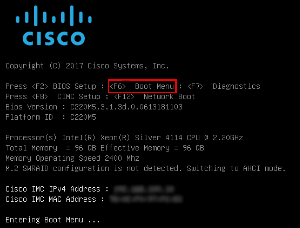 Cisco Boot Menu F6