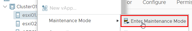 ESXi Enter Maintenance Mode 6.7
